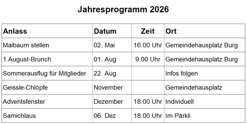 Jahresprogramm 2026